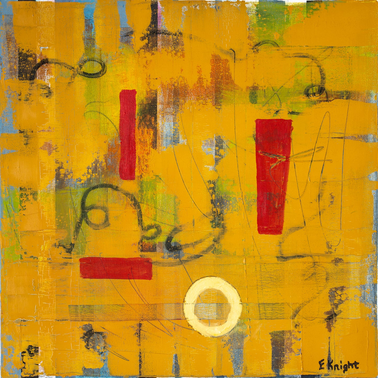 "JUST LINES" ORIGINAL 20X20" OIL & ACRYLIC ON CANVAS