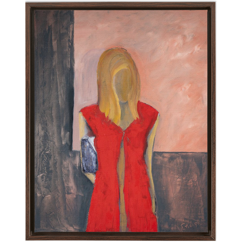 "LADY IN RED" FINE ART FRAMED CANVAS