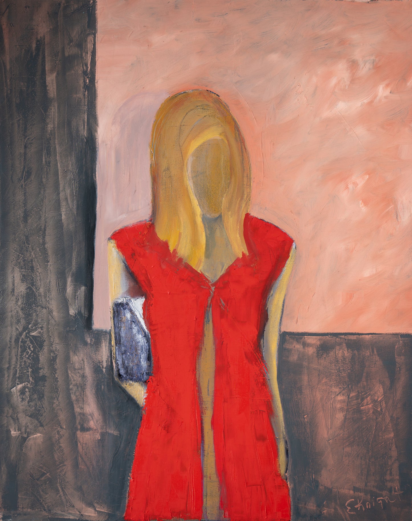 "LADY IN RED" ORIGINAL 30x24" OIL ON CANVAS