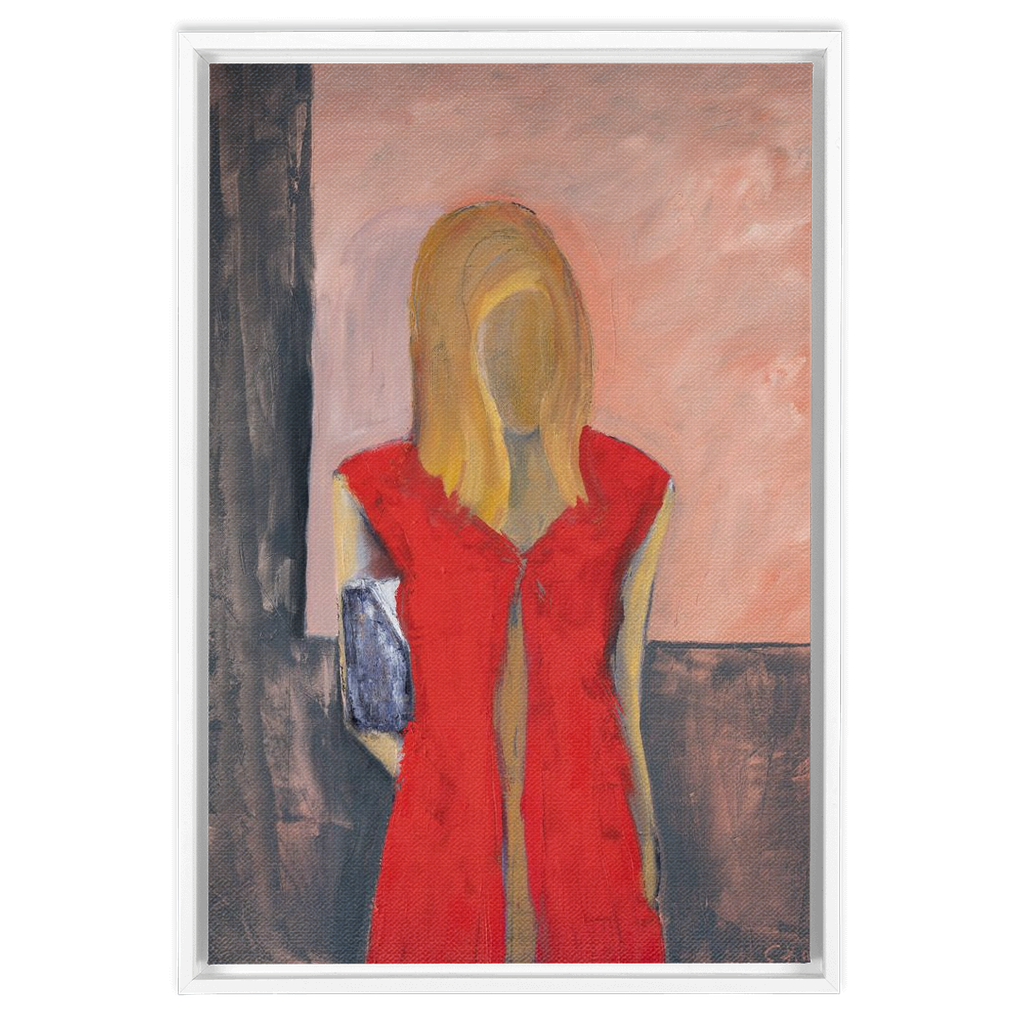 "LADY IN RED" FINE ART FRAMED CANVAS